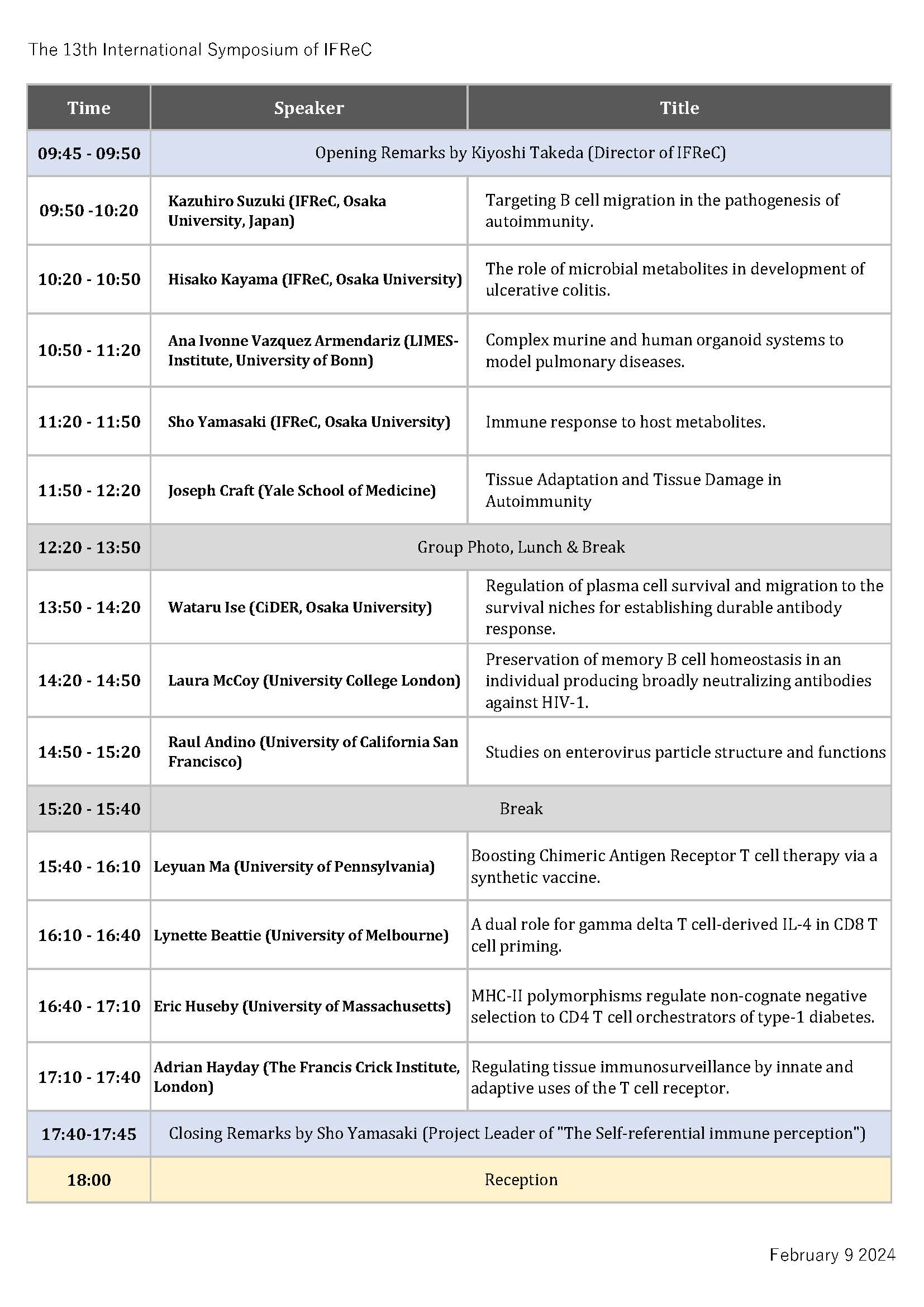 time table